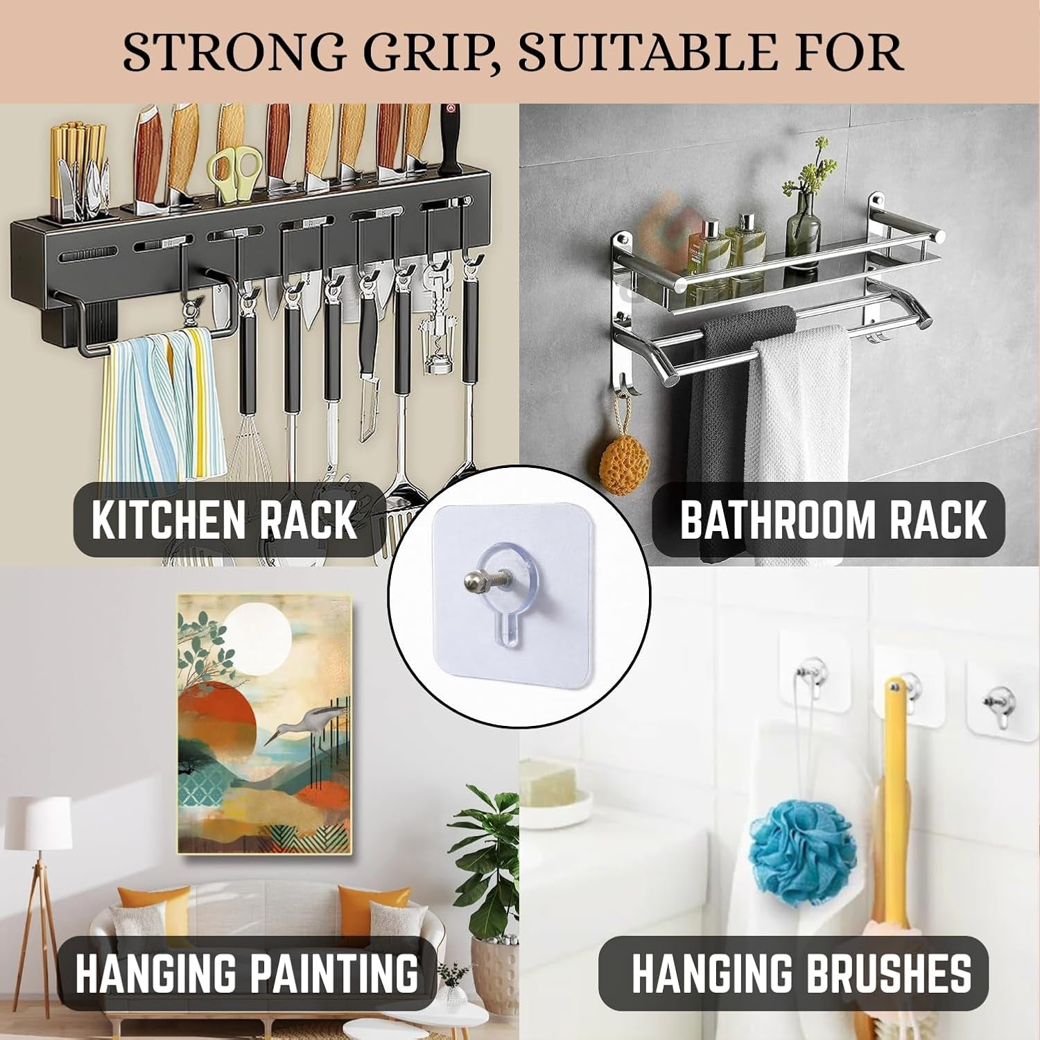 Transparent Self Adhesive Wall Hook Set (12 Pc) - Detailed Feature View 6
