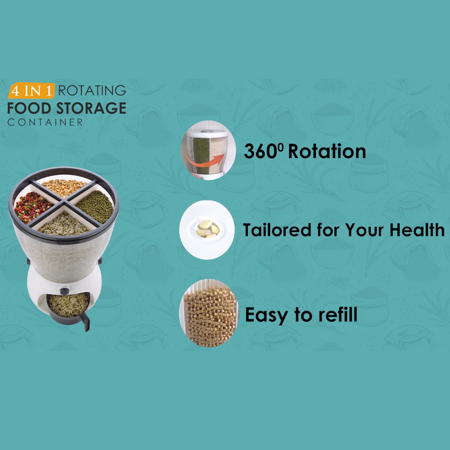 4-in-1 10L Rice & Grain Storage Dispenser - Detailed Feature View 5