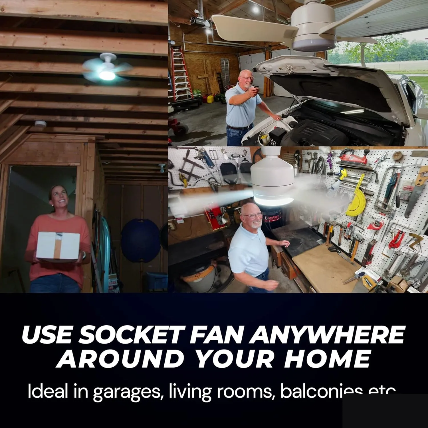 Original Cool LED Socket Fan Light 1000 Lumens 5000K Remote Controlled - Detailed Feature View 2