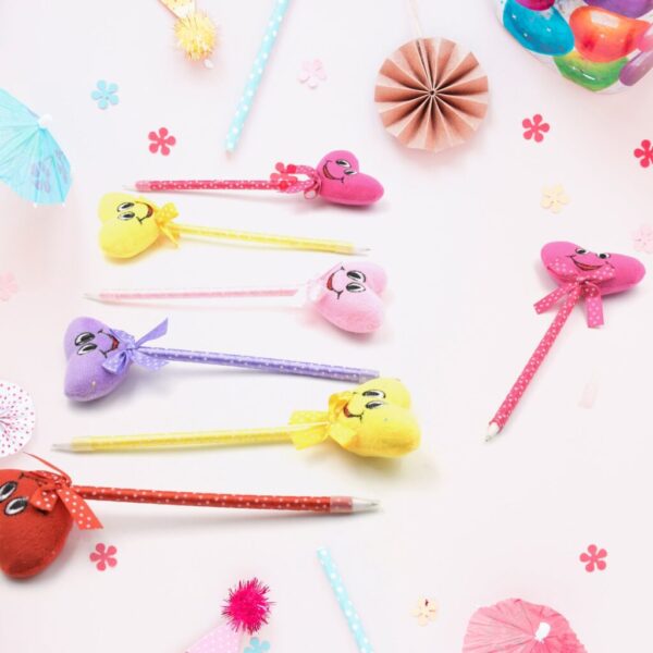 Cute Cartoon Shape & Heart Design Facy Writting Pen Attached Rattle | Ball Pen Smooth Writing For Wedding , Events & Multiuse Pen Best Pen l Use for
