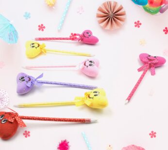 Cute Cartoon Shape & Heart Design Facy Writting Pen Attached Rattle | Ball Pen Smooth Writing For Wedding , Events & Multiuse Pen  Best Pen l Use for Kids (12 Pcs Set Mix Design & Color)