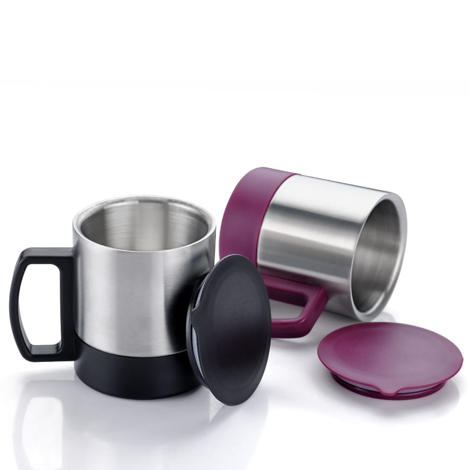 Customize Stainless Steel Coffee/Tea Cup, Stainless Steel Lid Cover Hot Coffee/Tea Mug Hot Insulated Double Wall Stainless Steel, Coffee and Milk Cup with Lid & Handle Easy To Carry - Coffee Cup (1 Pc) - Detailed Feature View 3