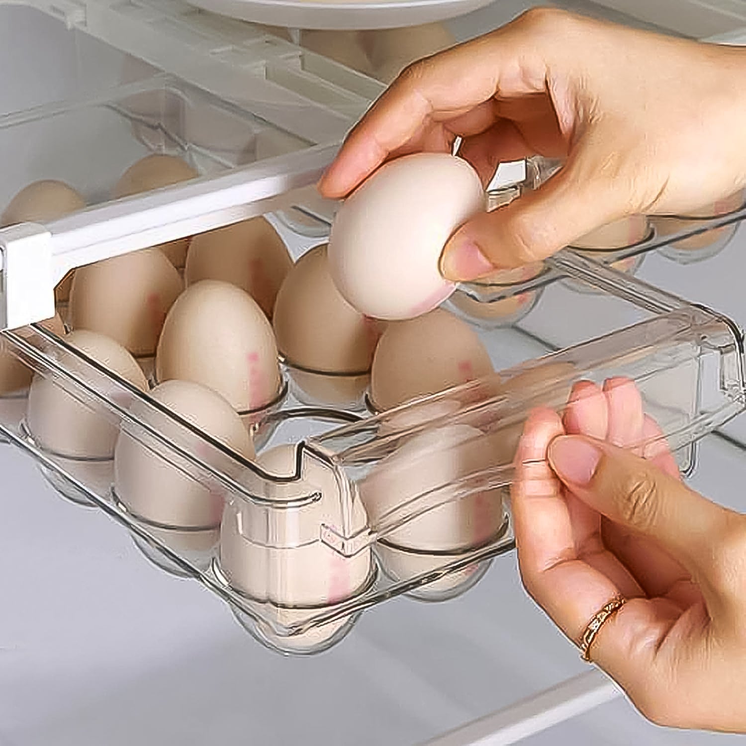 Egg Holder For Refrigerator Set Hanging Fridge Organizer Drawer (1 Pc) - Detailed Feature View 6
