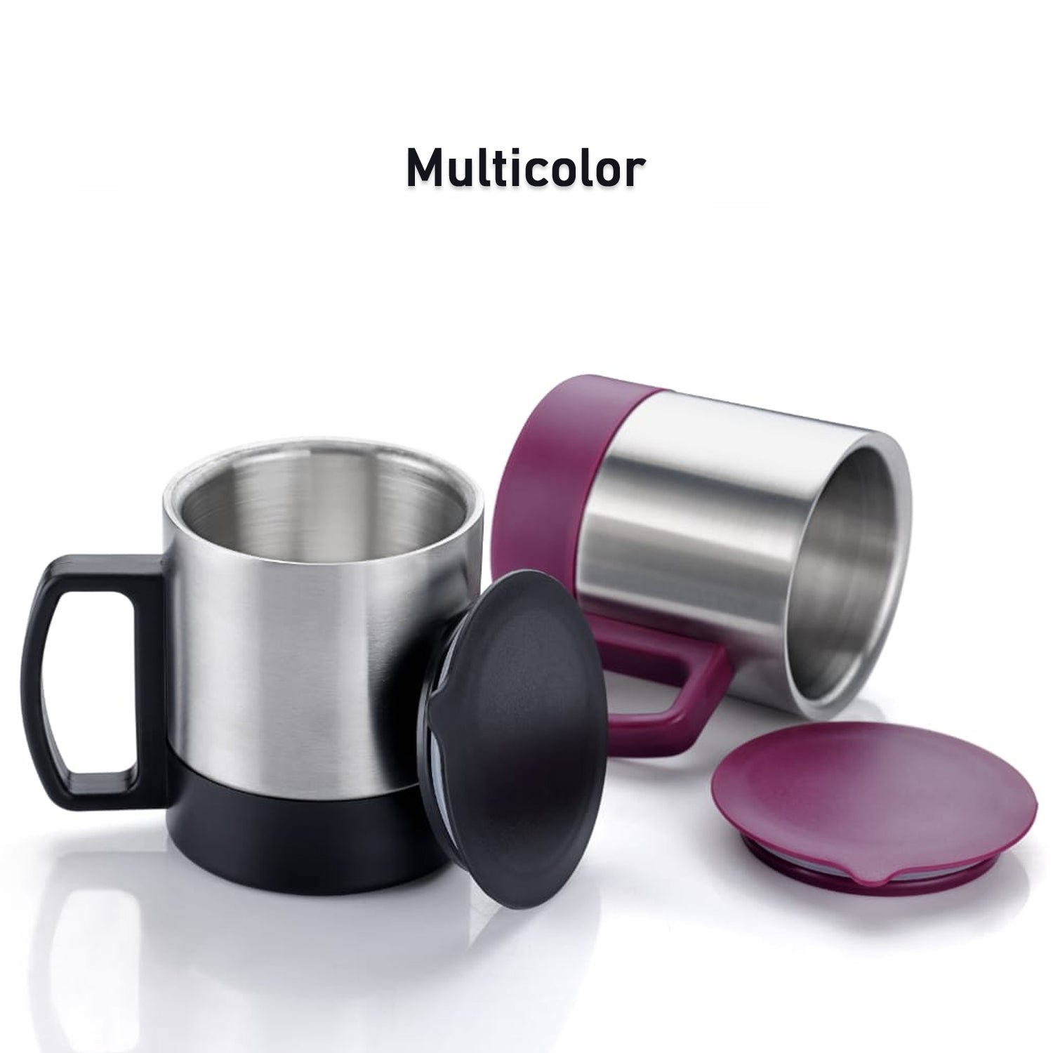 Customize Stainless Steel Coffee/Tea Cup, Stainless Steel Lid Cover Hot Coffee/Tea Mug Hot Insulated Double Wall Stainless Steel, Coffee and Milk Cup with Lid & Handle Easy To Carry - Coffee Cup (1 Pc) - Detailed Feature View 5