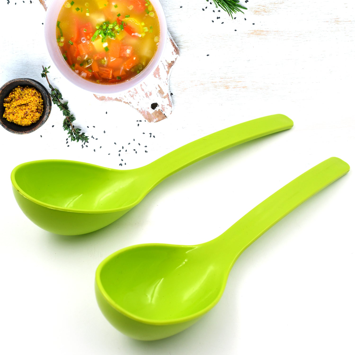 Plastic Kitchen Ladle for Frying, Curry & Serving Food (2 Pc Set) - Detailed Feature View 3