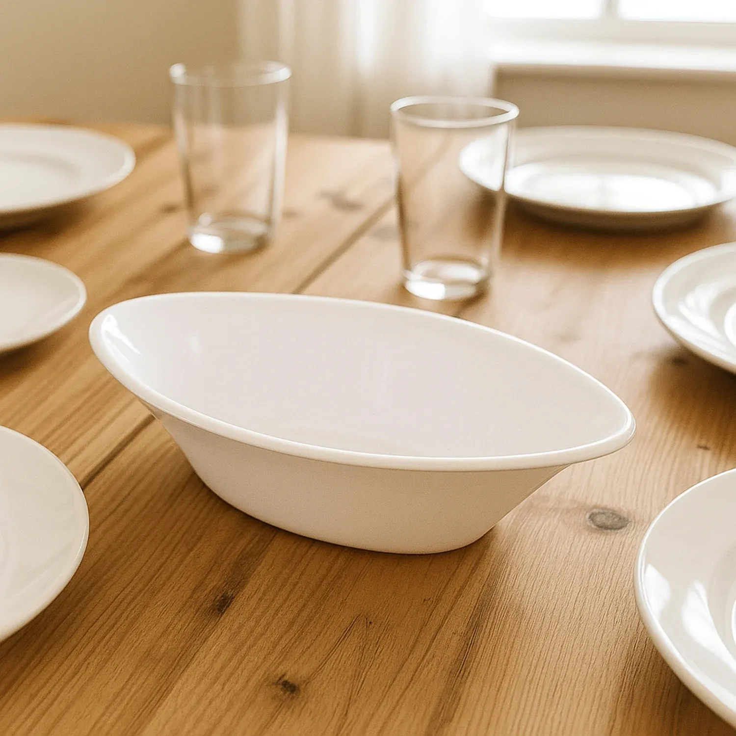 Plastic Marin Serving Bowl – Elegant Oval Deep Bowl (1 Pc / White) - Detailed Feature View 5