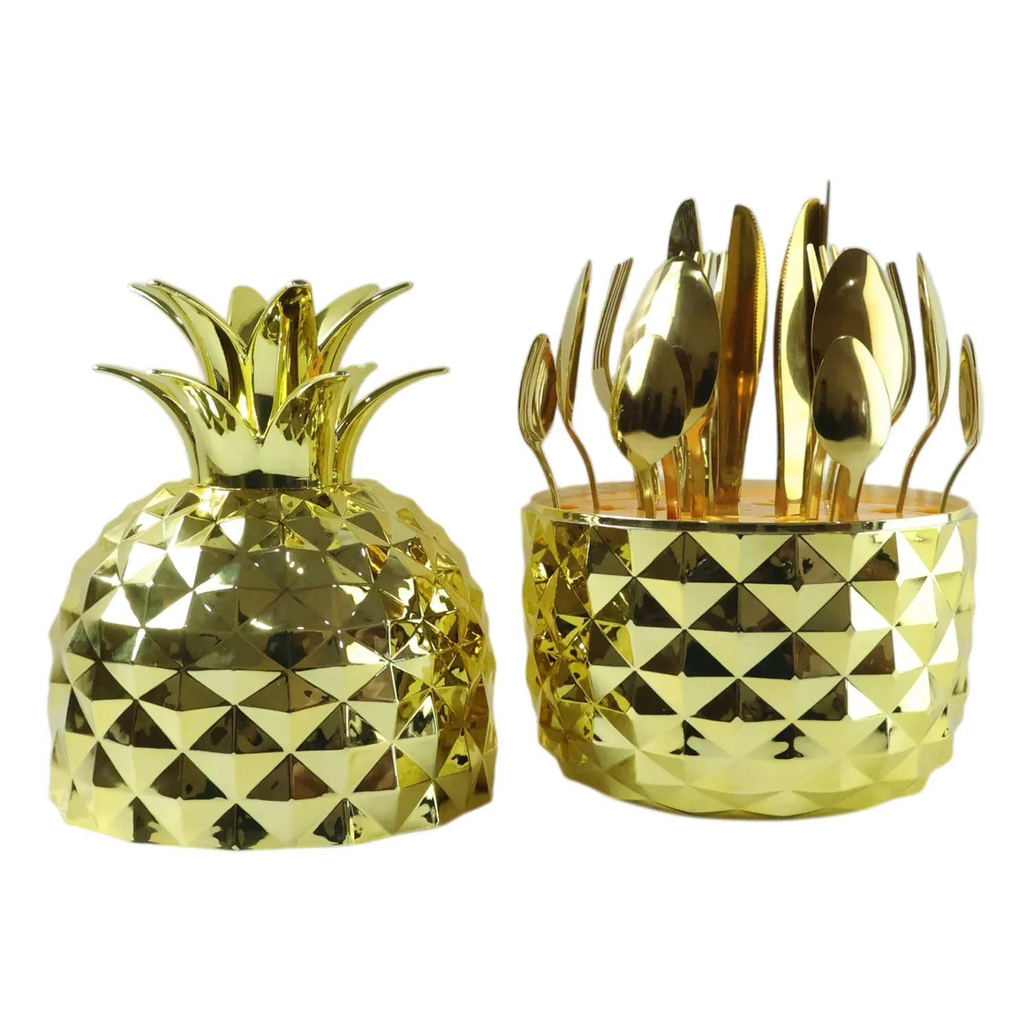 Stainless Steel Golden Cutlery Set with Pineapple Storage Stand (24 Pc Set) - Detailed Feature View 3