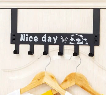 Heavy-Duty Carbon Steel Over Door Hook Rack for Towels & Coats (1 Pc, 6 Hooks)
