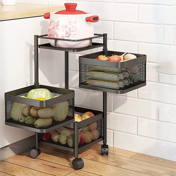 Metal High Quality Kitchen Trolley Kitchen Organizer Items and Kitchen Accessories Items for Kitchen Rack Square Design for Fruits & Vegetable Onion