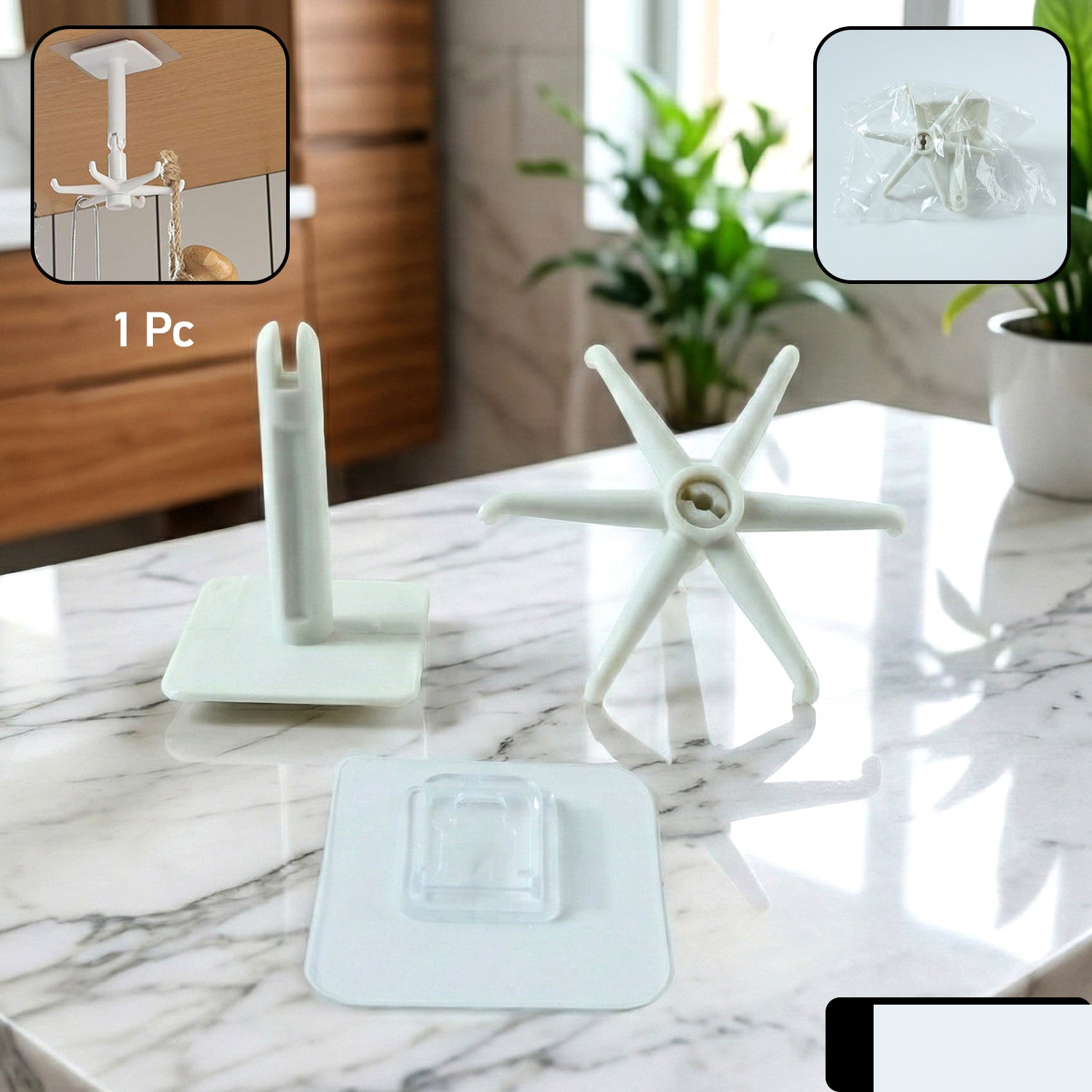 360° Rotating Folding Hook Self-Adhesive Waterproof Wall Mounted Hook - Detailed Feature View 1