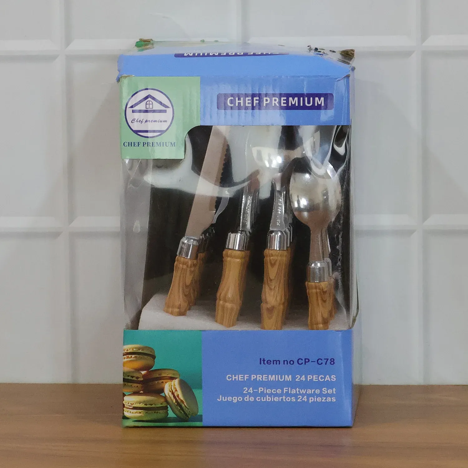 Stainless Steel Cutlery Set with Wooden Finish Handle (24 Pc Set) - Detailed Feature View 7