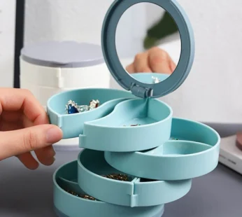 4 Layers Jewellery Box, 360 Degree Rotating Jewelry Box, Jewelry and Earring Organizer Box with Mirror, Accessory Storage Box, Travel Decor Portable Jewelry Case Ornaments Storage Box Necklace Jewelry Organizer Jewelry Organizer Box