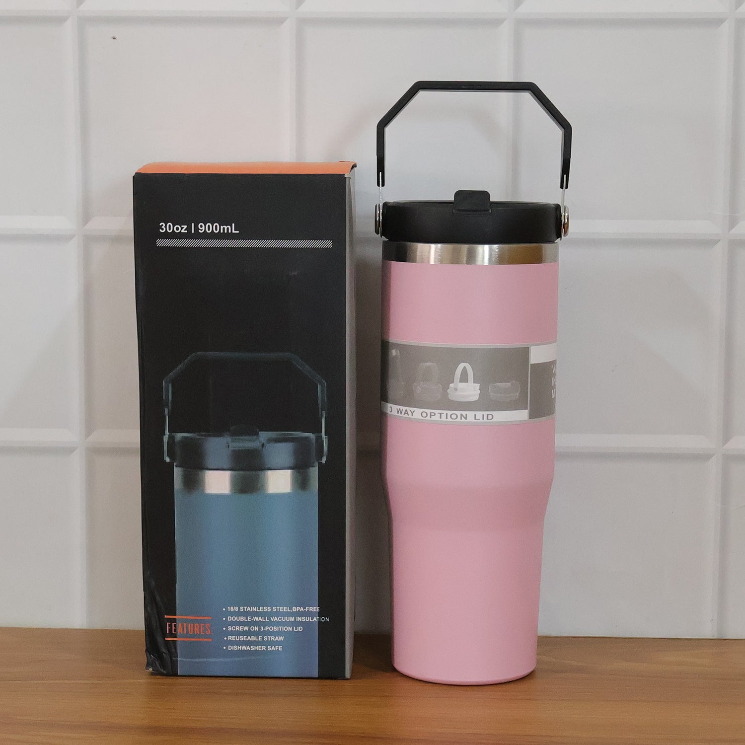 Premium Stainless Steel Insulated Travel Tumbler 900 ML (1 Pc) - Detailed Feature View 7