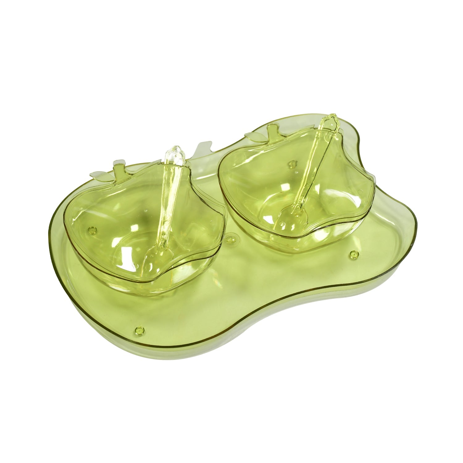 Premium Apple Shape 2Pc Serving Set of Bowl with Spoon & Tray Dinnerware Serving Snacks & Pickle - Buy Online at Alikart