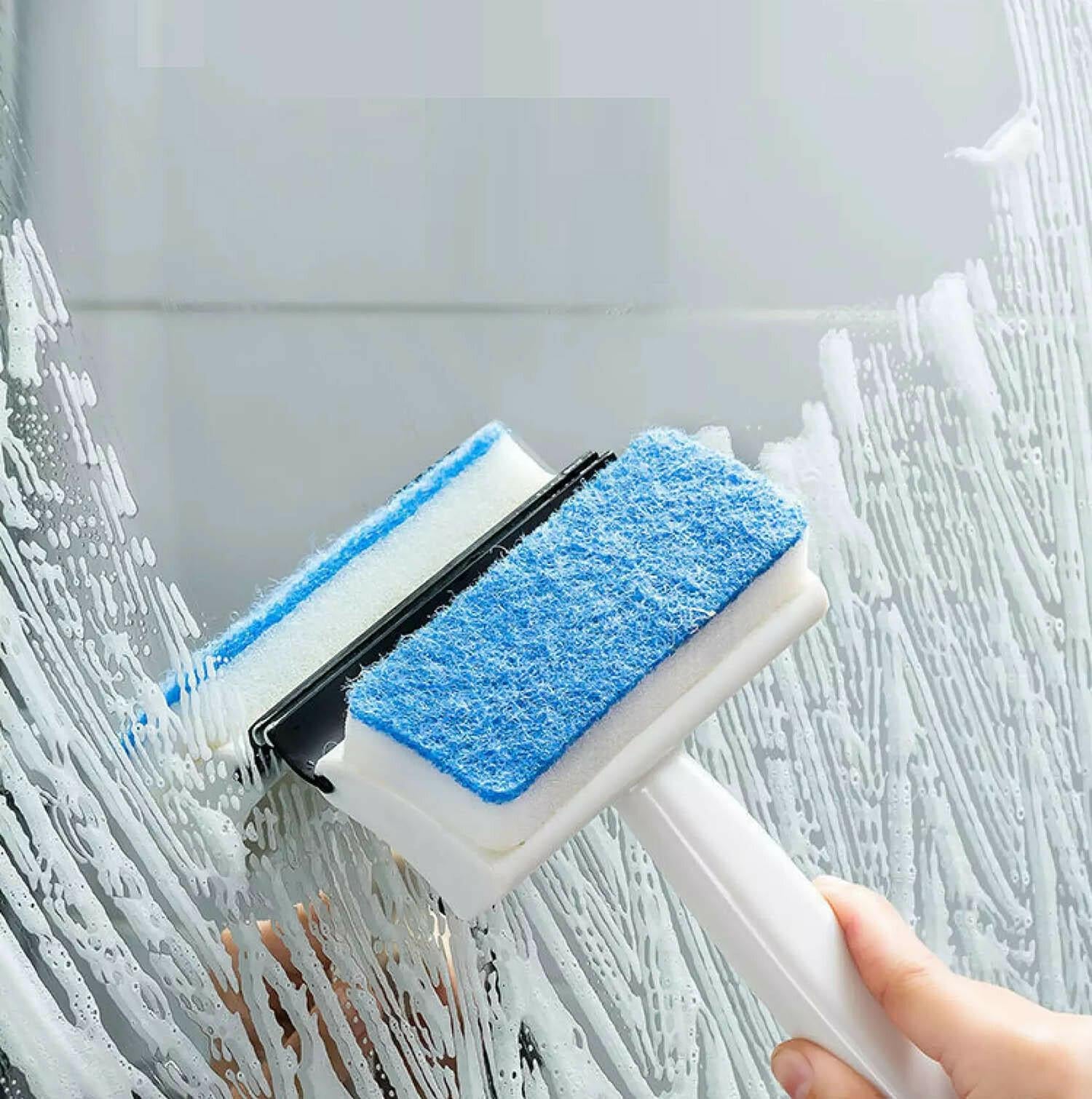 Premium 2-in-1 Glass Wiper & Brush – Double-Sided Cleaner for Mirrors, Tiles & Windows - Buy Online at Alikart