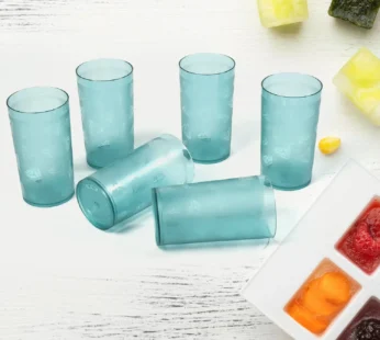 Set of 6 Unbreakable Transparent Plastic Water Glasses (300ml)
