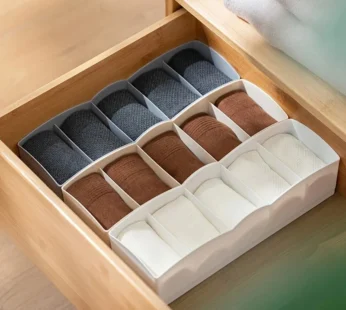5-Compartment Plastic Storage Box – Drawer Organizer for Underwear, Socks & Accessories (Pack of 1)
