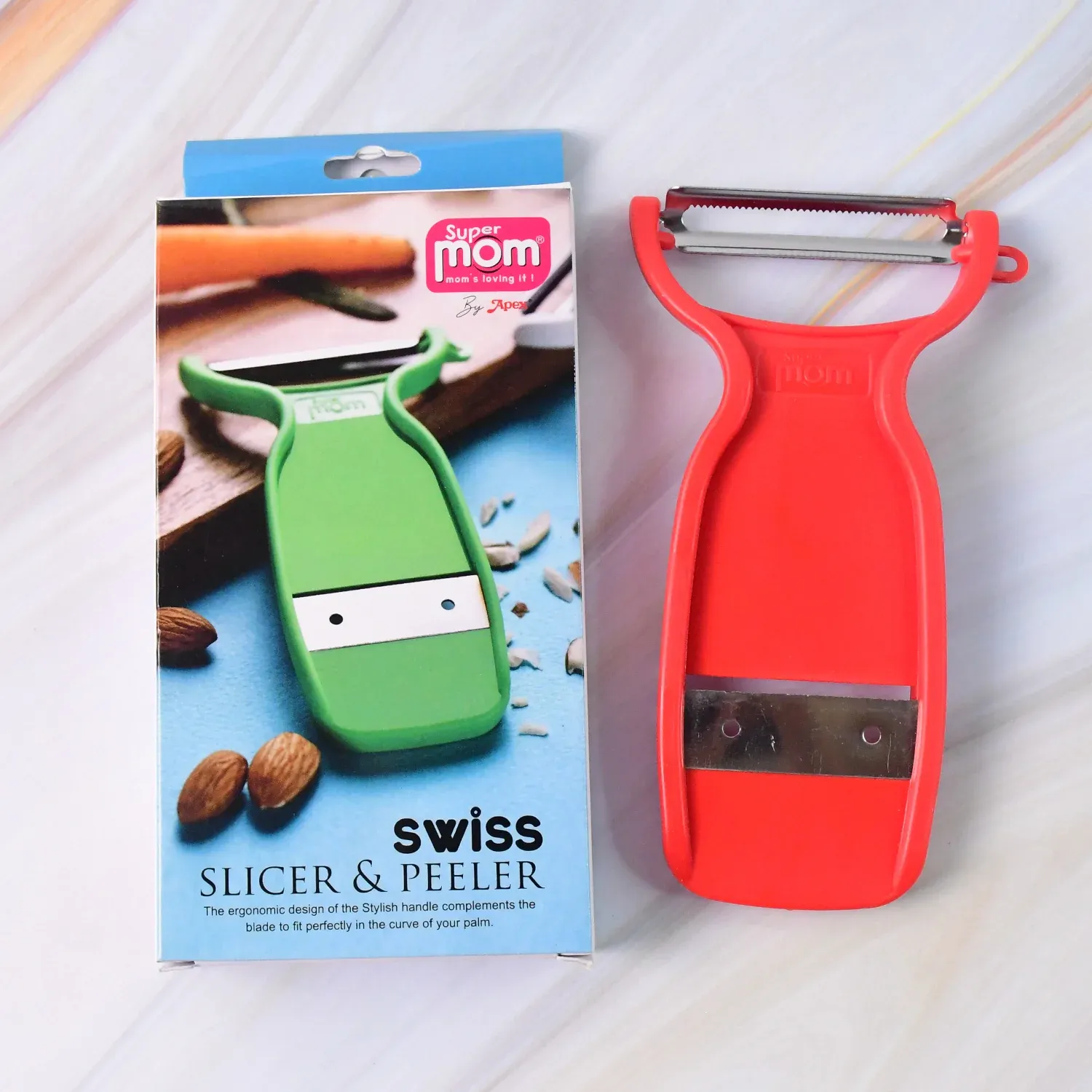 Supermom Swiss 2-in-1 Slicer & Peeler with Ultra Sharp Stainless Steel Blades - Detailed Feature View 7