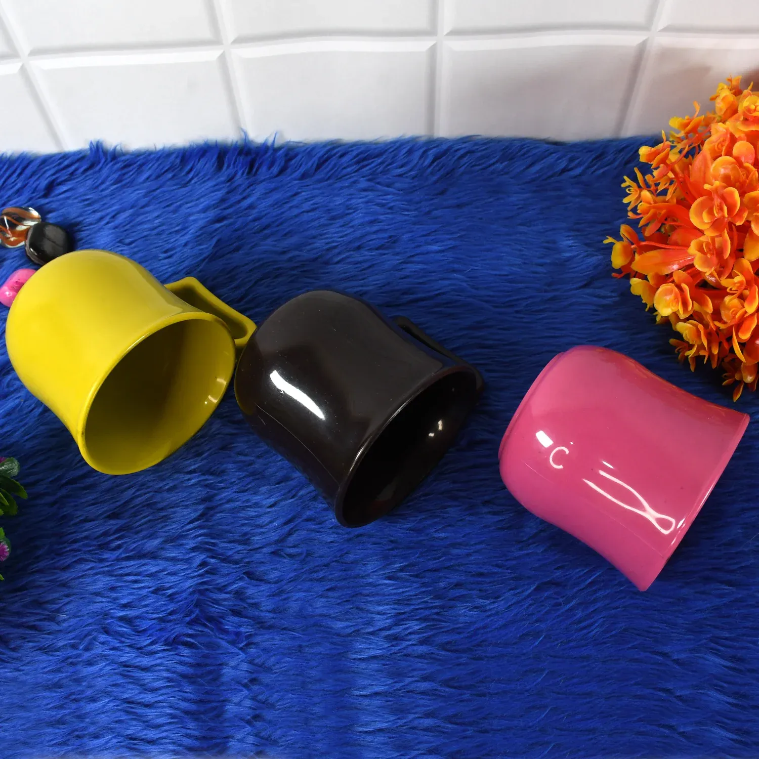 Premium Plastic Coffee / Tea Cups / Mug with Handle (1 Pc / Loose / Mix Color) - Detailed Feature View 5