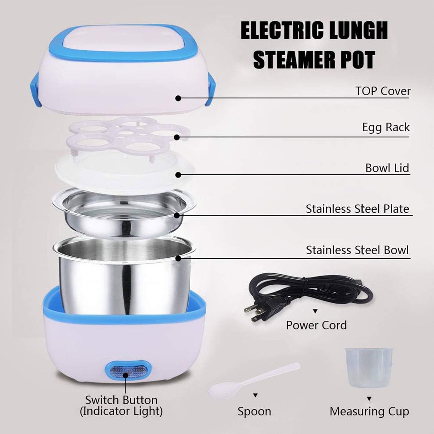 Electric Lunch Box Portable Food Warmer Food Heating Lunch Box for Car, Truck, office - Detailed Feature View 5