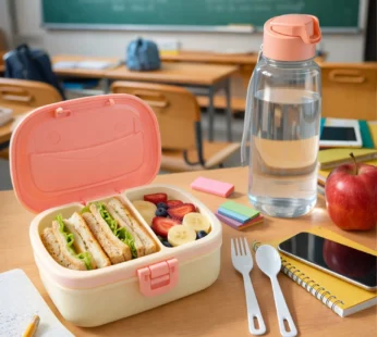 Plastic Lunch Box with Water Bottle Combo Set (1 Set)