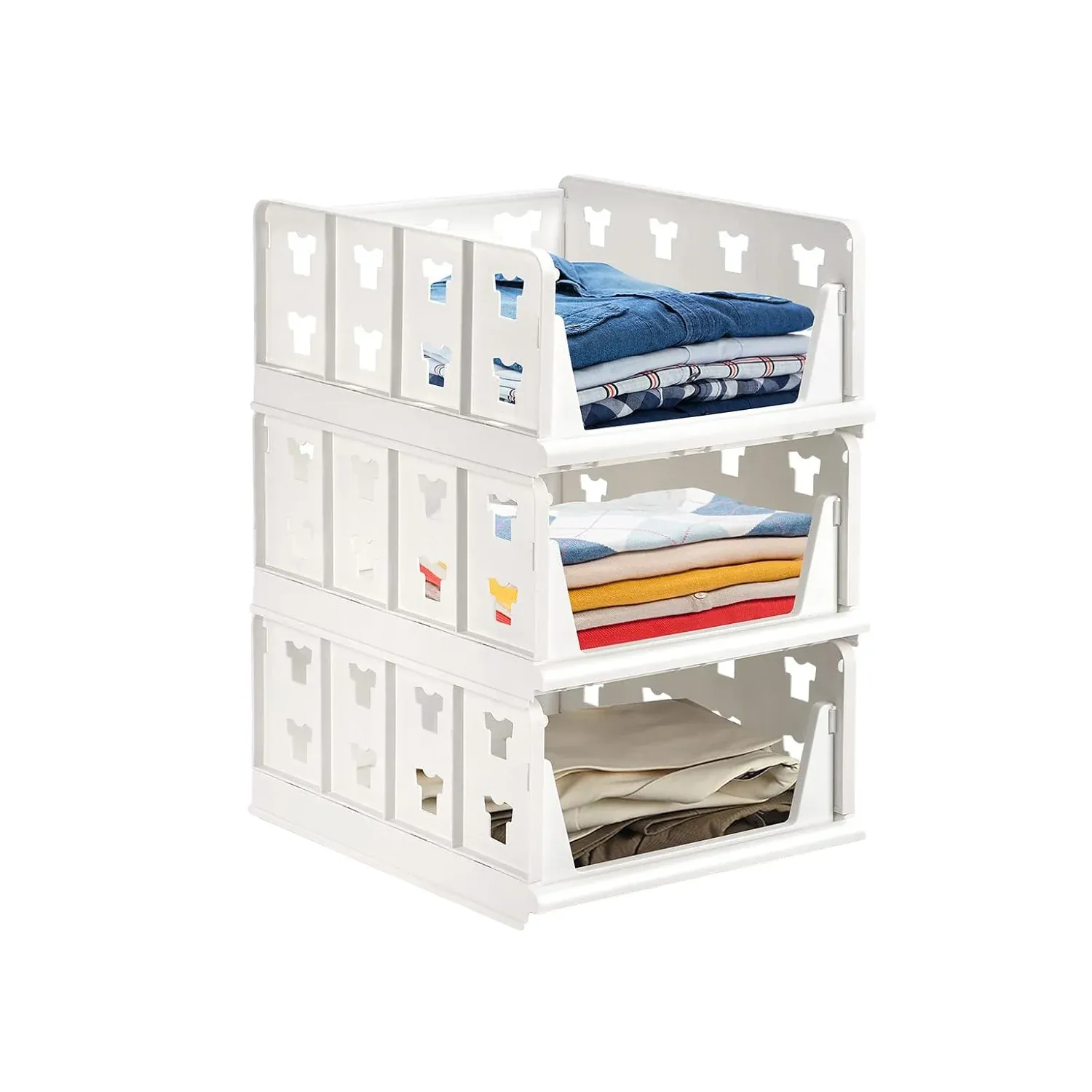 3 Layer Stackable Multifunctional Storage,for Clothes Foldable Drawer Shelf Basket Utility Cart Rack Storage Organizer Cart for Kitchen, Pantry Closet, Bedroom, Bathroom, Laundry(3 Layer 1 Pc) - Detailed Feature View 3