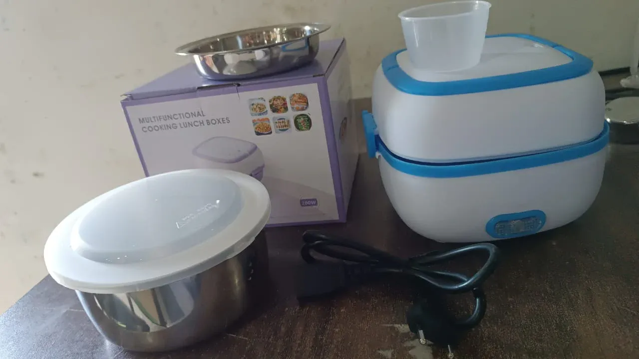 Electric Lunch Box, 3 In 1 Food Heater / Cooker / Steamer with Stainless (1 Set) - Detailed Feature View 6