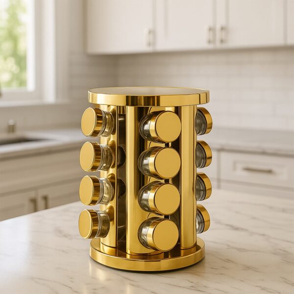 LED Spice Rack Organizer, Rotating Spice Rack  (Golden / 16 Pc / MOQ – 6 pc)