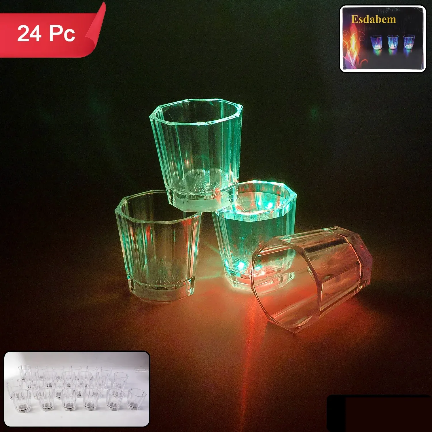 Premium LED Light-Up Shot Glass Set (24 Pc Set) - Detailed Feature View 6