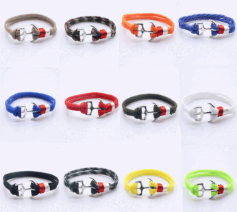 Printed Braided Unisex Anchor Bracelet (Random Prints)