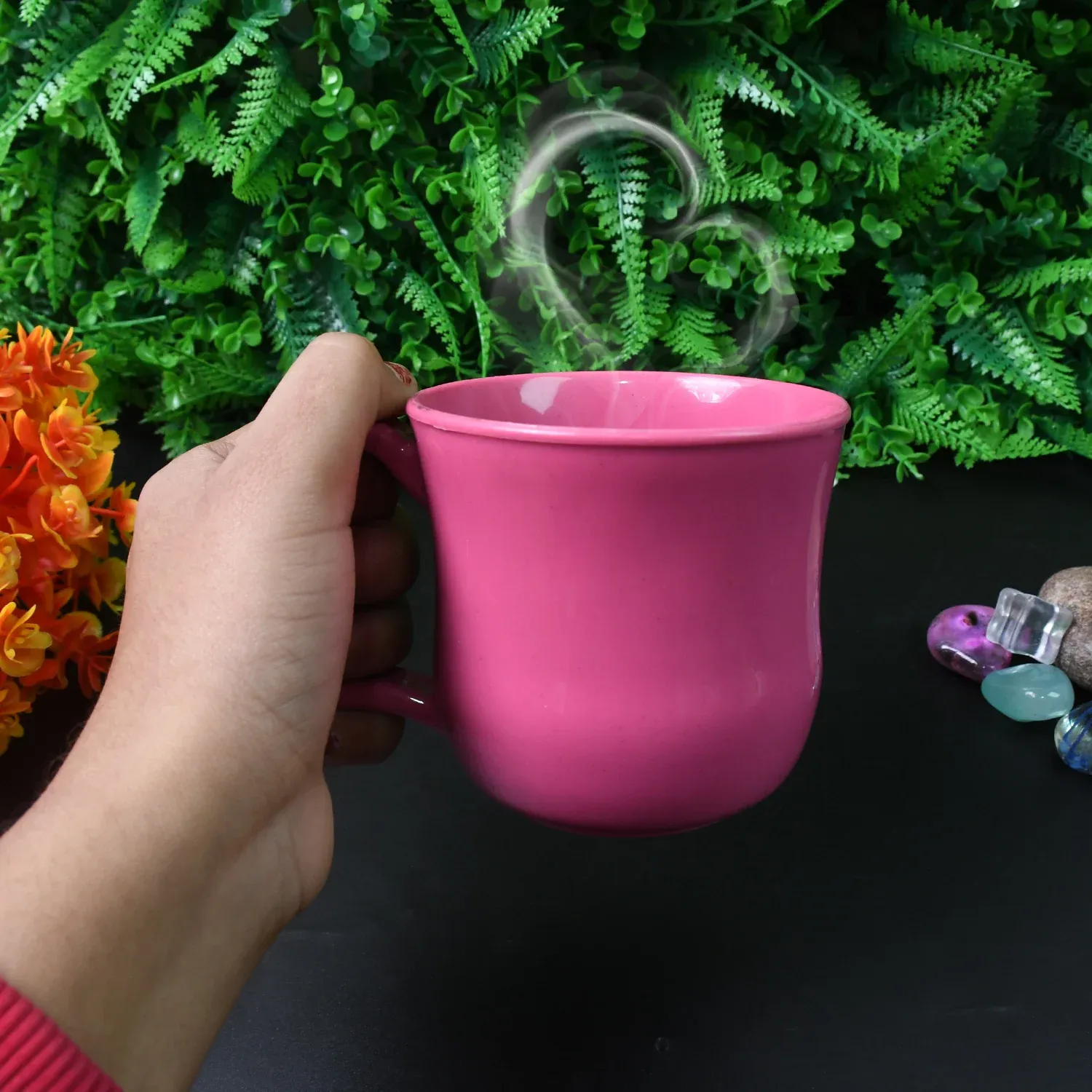 Premium Plastic Coffee / Tea Cups / Mug with Handle (1 Pc / Loose / Mix Color) - Detailed Feature View 8