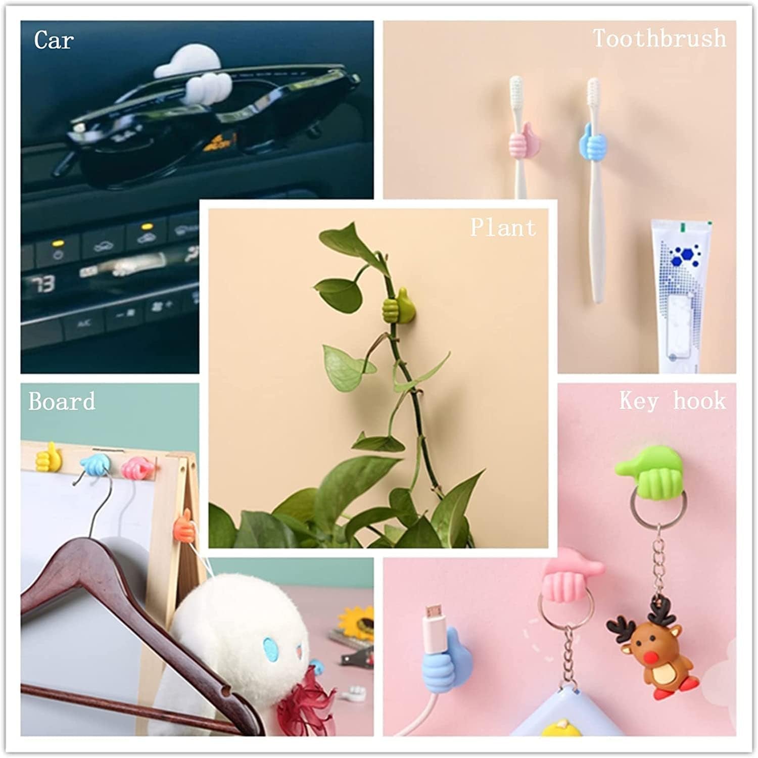 Thumb Cable Clips, Multi-Color Cord Organizer for Home, Office, Car (10 Pc Set) - Detailed Feature View 5