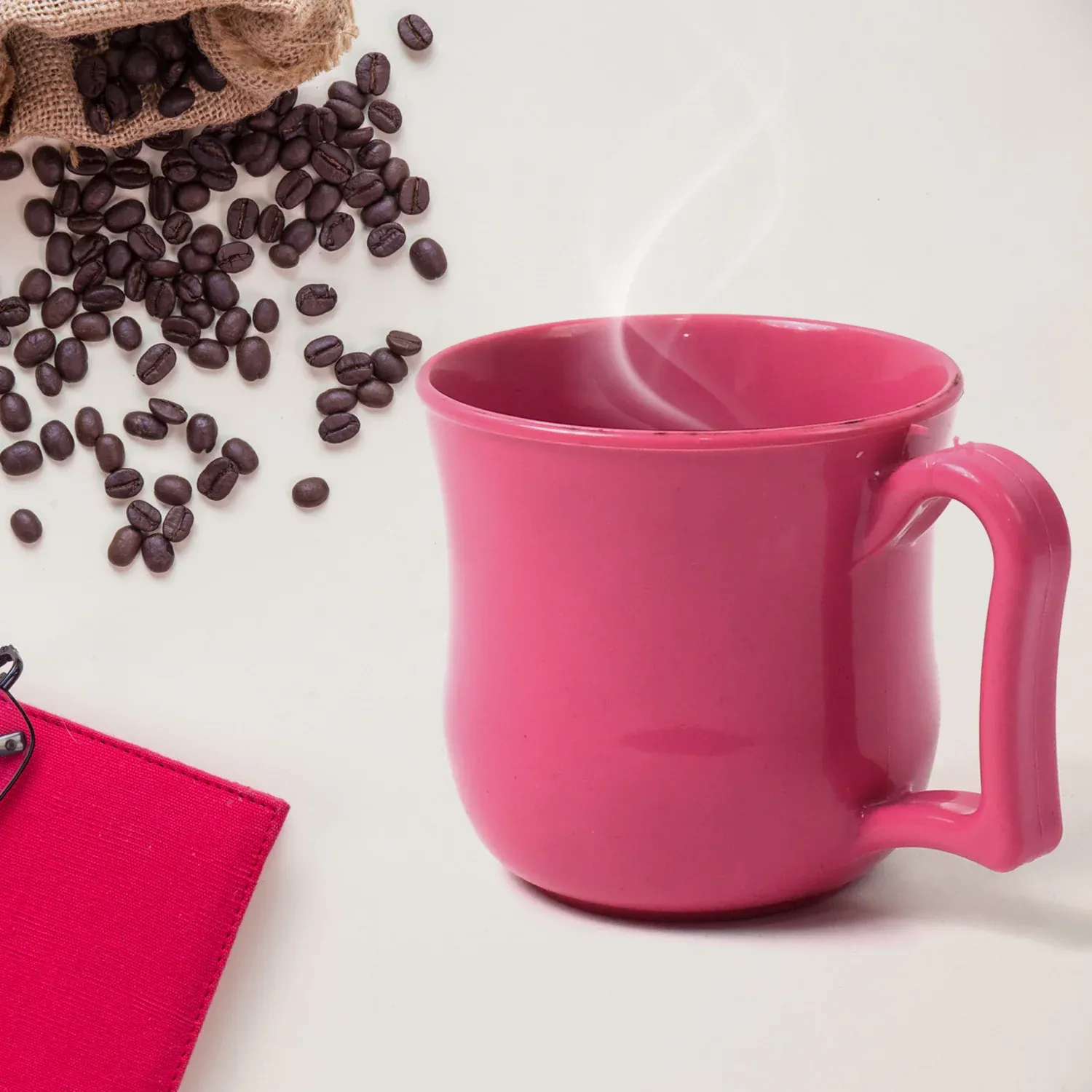 Premium Plastic Coffee / Tea Cups / Mug with Handle (1 Pc / Loose / Mix Color) - Detailed Feature View 9