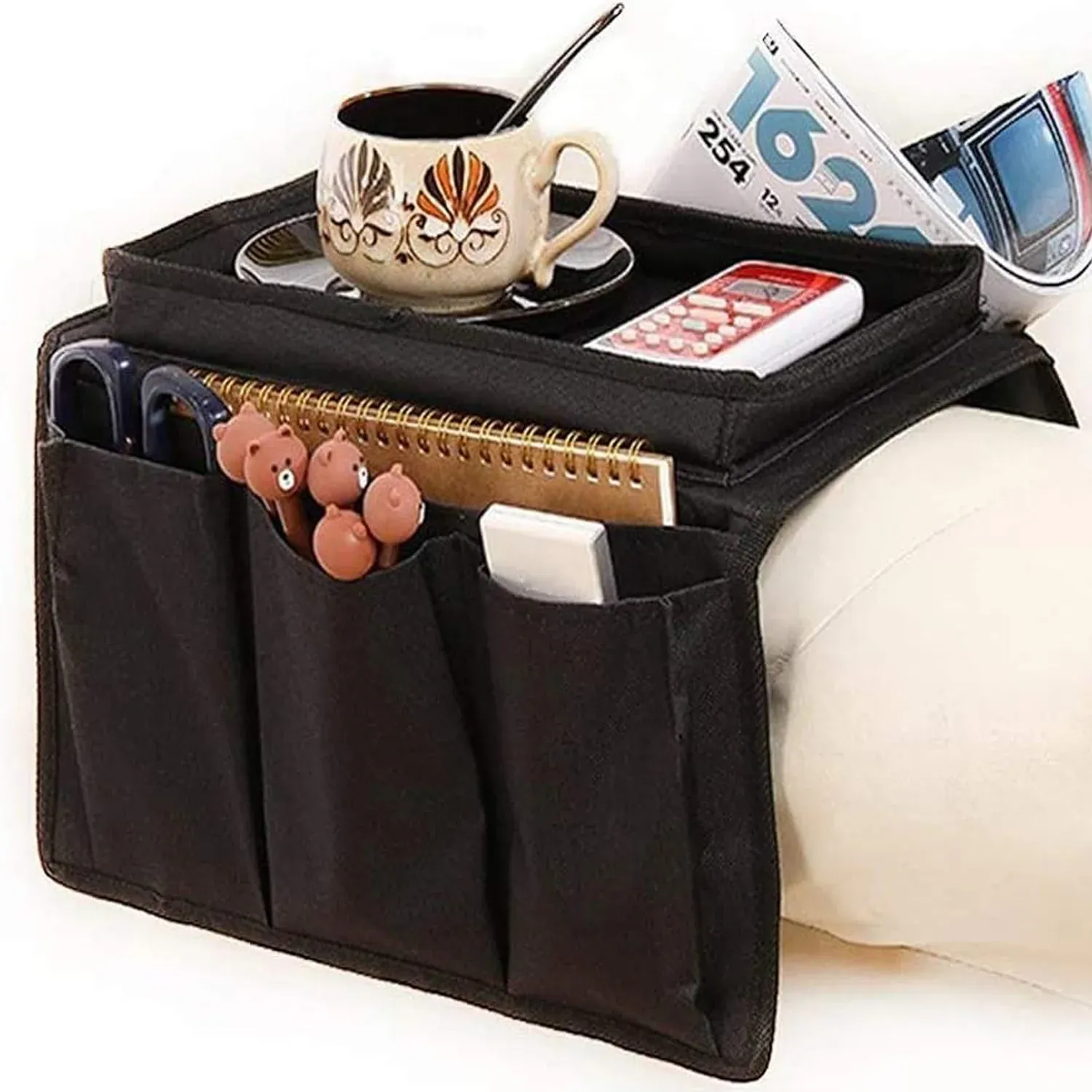 Premium Sofa Arm Rest Hanging Storage Bag for Magazines & Books (Black) - Buy Online at Alikart