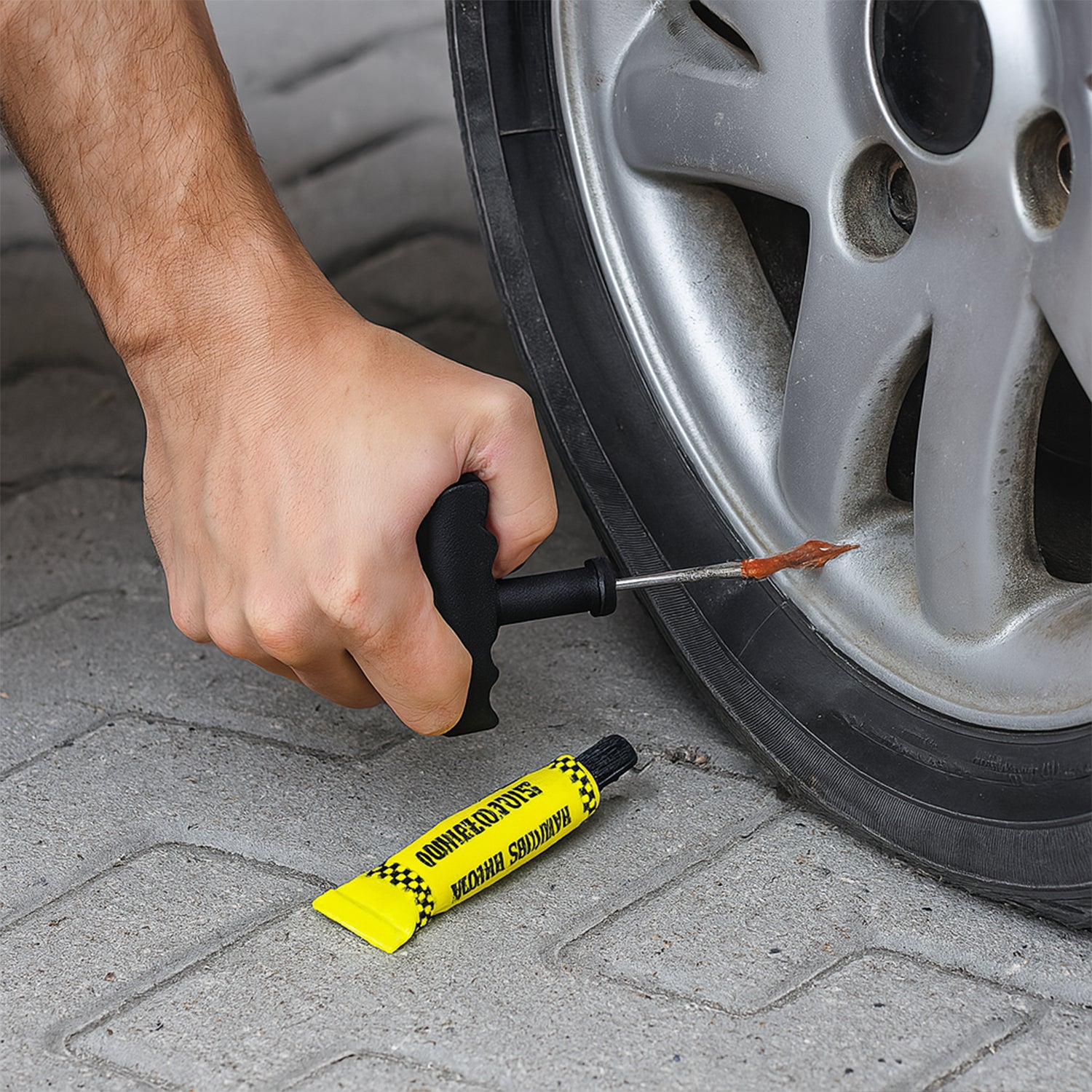 Premium Tyre Puncture Repair Kit with 3 Seal Strips (5 Pcs Set) - Buy Online at Alikart