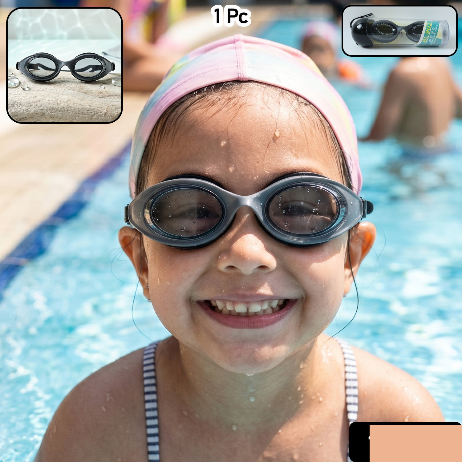 Kids UV Protection Swimming Goggles with Anti-Fog Lens and Comfortable Fit – 1 Pc - Detailed Feature View 1