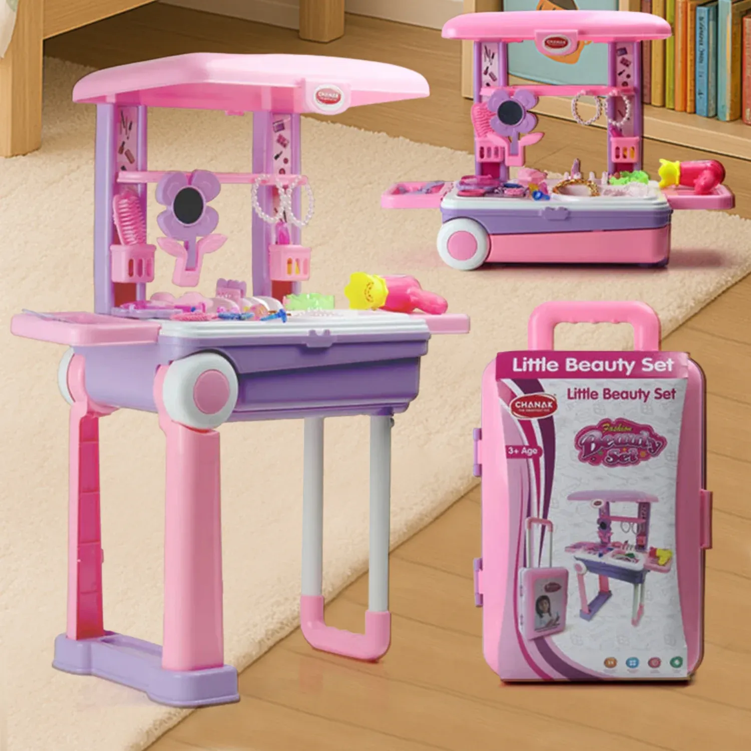 Premium Big Beauty Set Suitcase On Wheel, The Ultimate Beauty Set On Wheels for Girls, Makeup Kit is Easy to Clean & Use, Portable Beauty Set with 25 Pieces for 3 Years BIS Approved. (Beauty Set Trolley) - Buy Online at Alikart