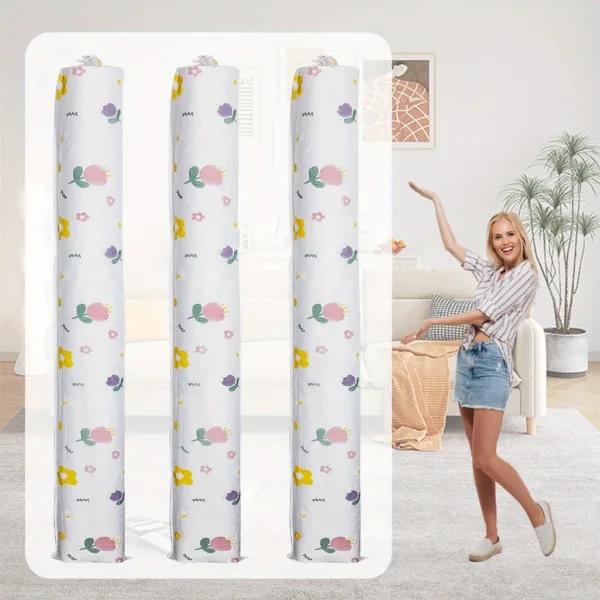 Jumbo Floral Print Rug Storage Bag – Large Carpet Organizer with Zipper for Indoor & Outdoor Use (210 x 25 cm) (Pack of 1)