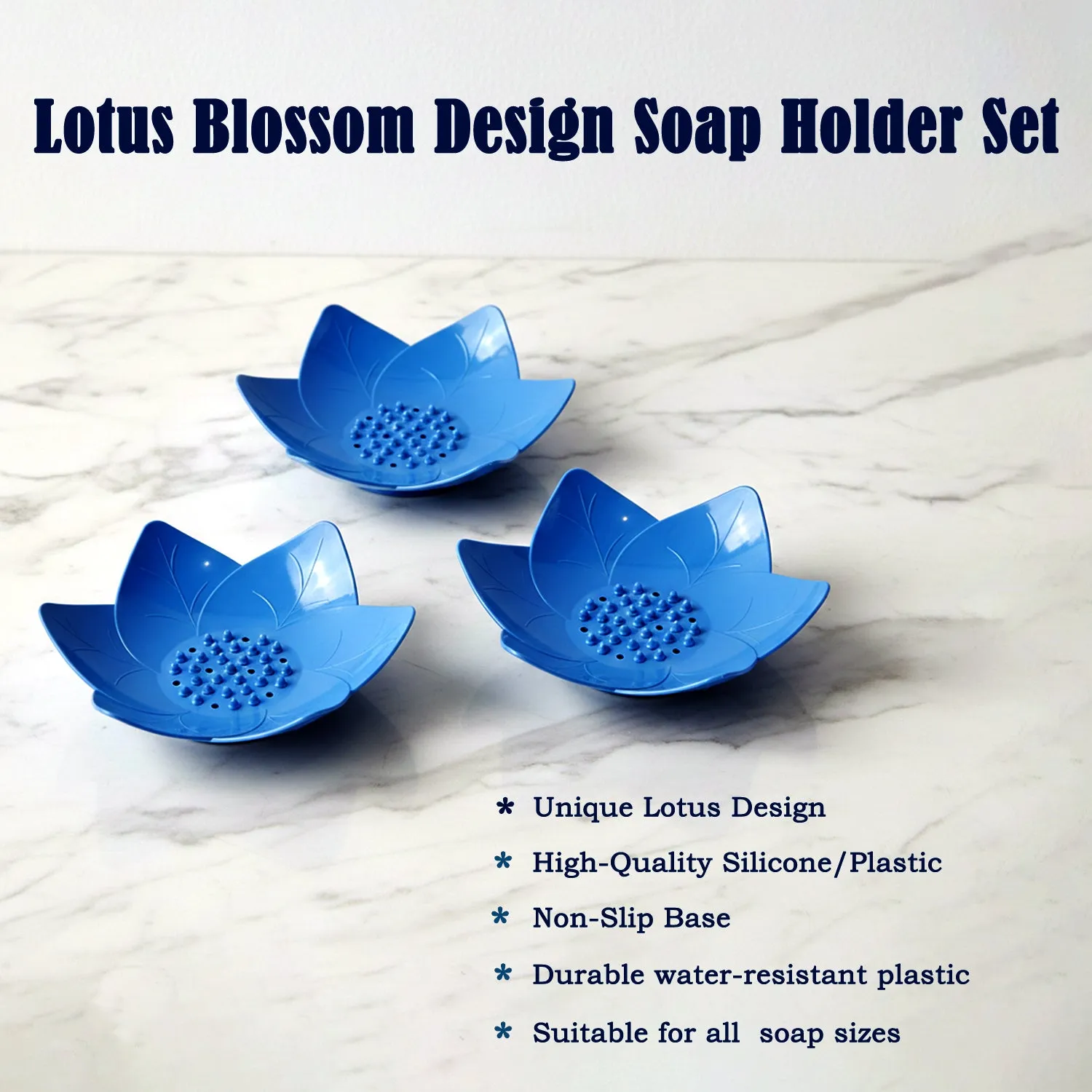 Supermom 3-Piece Lotus Blossom Design Soap Holder Set - Detailed Feature View 3