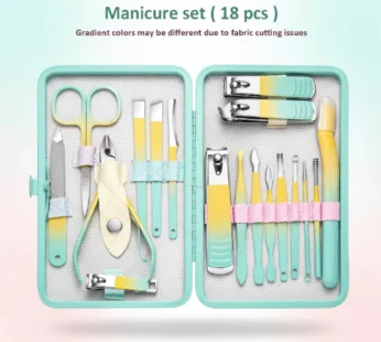 18 Pcs Colorful Manicure & Pedicure Set – Professional Stainless Steel Nail Clippers Kit with Case