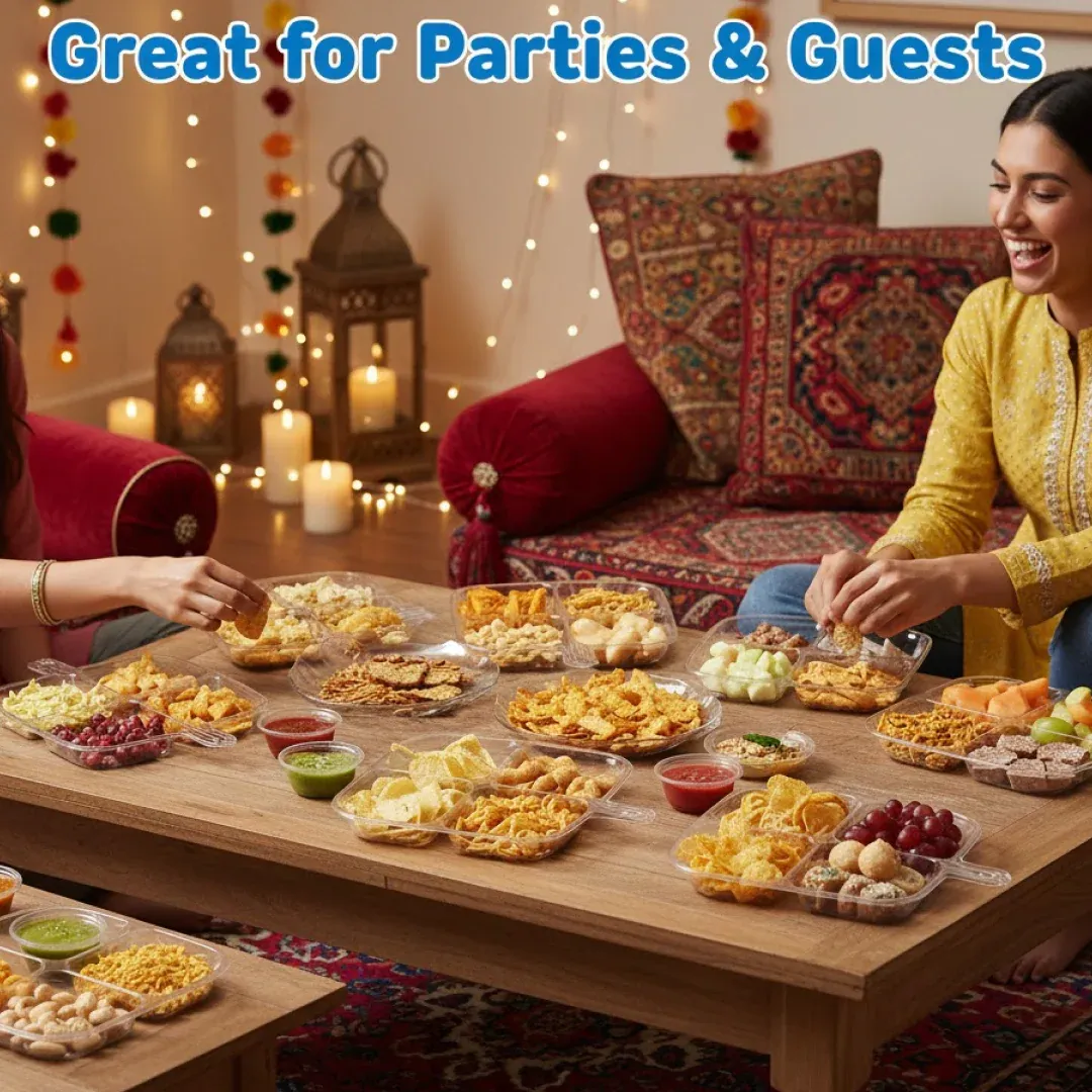 Plastic Kitchen Trays for Serving (4 Compartment / 1 Pc) - Detailed Feature View 4