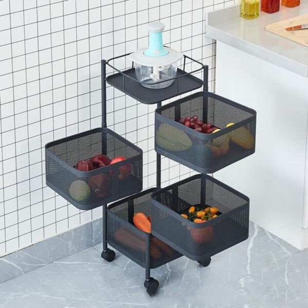 Metal High Quality Kitchen Trolley Kitchen Organizer Items and Kitchen Accessories Items for Kitchen Rack Square Design for Fruits & Vegetable