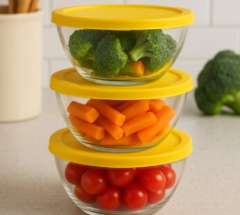 Dazzle Glass Bowl Set Mixing / Storage Bowls with Lids (3 pcs Set)