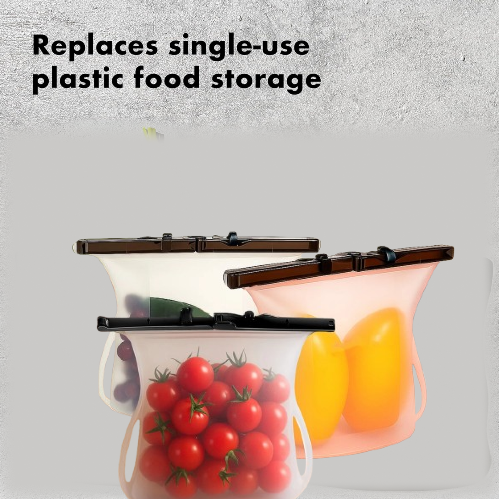 Silicone Food Storage Bags - Set of 3 Keepers for Fruits, Vegetables, Snacks - Detailed Feature View 6