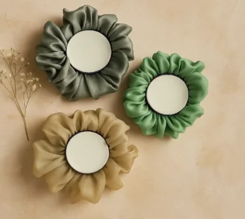 Premium Organza Silk Plain Scrunchie – Hair Accessory  for Women & Girls (Random Color-Pack of 1 Pc)