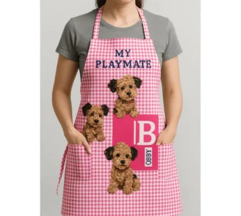Adorable Dog-Themed Children’s Apron – My Playmate Design – Perfect for Cooking, Baking & Painting Activities (Random Print) ( Pack of 1 )