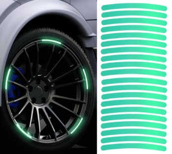 Car Wheel Hub Reflective Car Stickers, Night Warning (20 Pcs Set/ Multicolored)