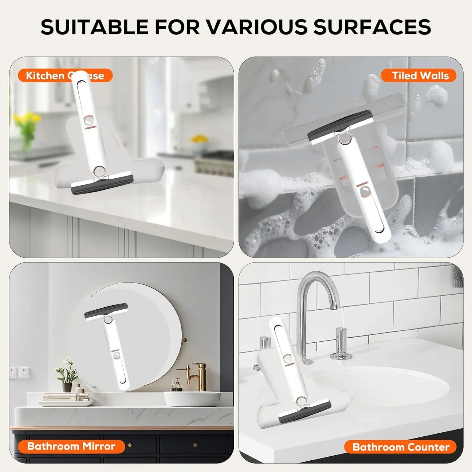 Portable Self-Squeeze Short Mop, with 1 Cotton Head, Bathroom Kitchens Table - Detailed Feature View 4