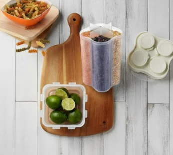 Plastic Lock Food Storage 4 Section Container Jar for Grocery, Fridge Container.