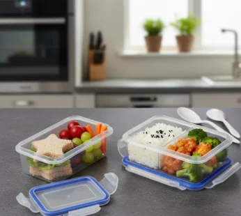 Multipurpose Air Tight 4 Side Lock Food Grade Lunch Box With Small Square Container